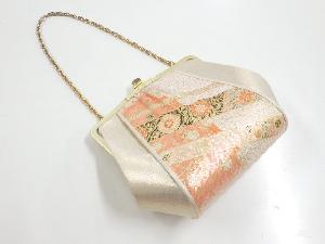 リサイクル　金糸花・古典柄織り出し和装バッグ